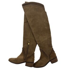 Vince Camuto Brown Suede Laser Cut Knee High Boots Women Size 5.5 Western Boho